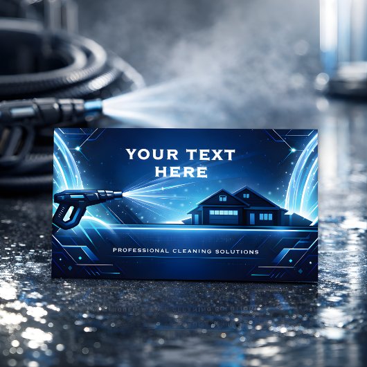 Modern Neon Streams Residential Pressure Washing Visitenkarte