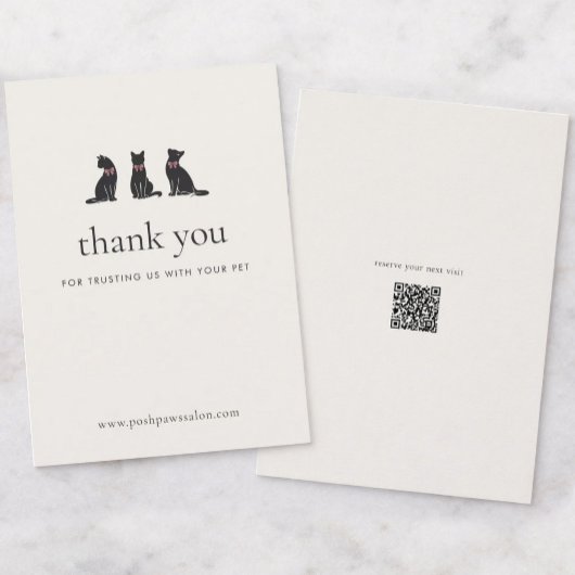 Modern Neutral Cat Grooming Business Insert |  Dankeskarte
