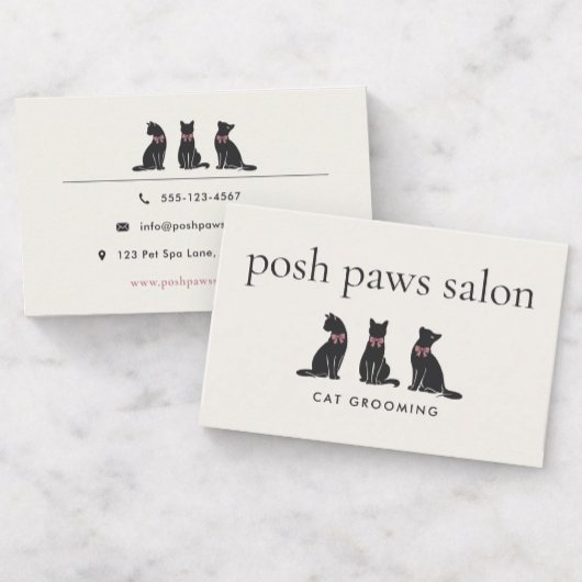 Modern Neutral Cat Grooming Visitenkarte