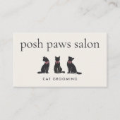 Modern Neutral Cat Grooming Visitenkarte (Vorderseite)