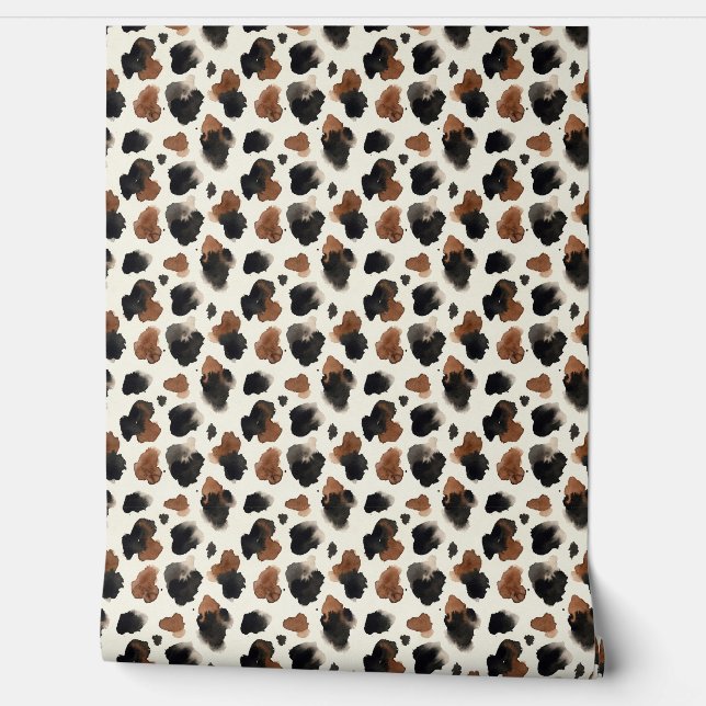 Modern Neutral Chocolate Cow Print Aesthetic Tapete (Abrollen)