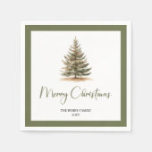Modern Neutral Christmas Tree Family Napkins Serviette (Vorderseite)