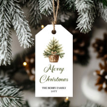 Modern Neutral Christmas Tree Holiday Gift Label