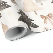 Modern Neutral Christmas Tree Wrapping Paper Geschenkpapier (Rolleneckpunkt)