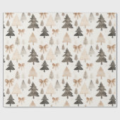 Modern Neutral Christmas Tree Wrapping Paper Geschenkpapier (Flach)