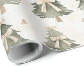 Modern Neutral Christmas Tree Wrapping Paper Geschenkpapier (Rolleneckpunkt)
