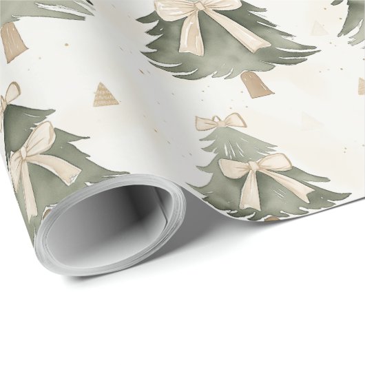 Modern Neutral Christmas Tree Wrapping Paper Geschenkpapier (Rolleneckpunkt)