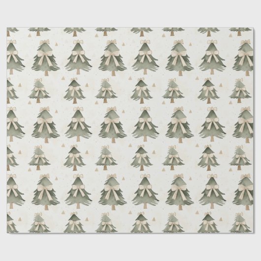 Modern Neutral Christmas Tree Wrapping Paper Geschenkpapier (Flach)