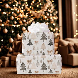 Modern Neutral Christmas Tree Wrapping Paper Geschenkpapier