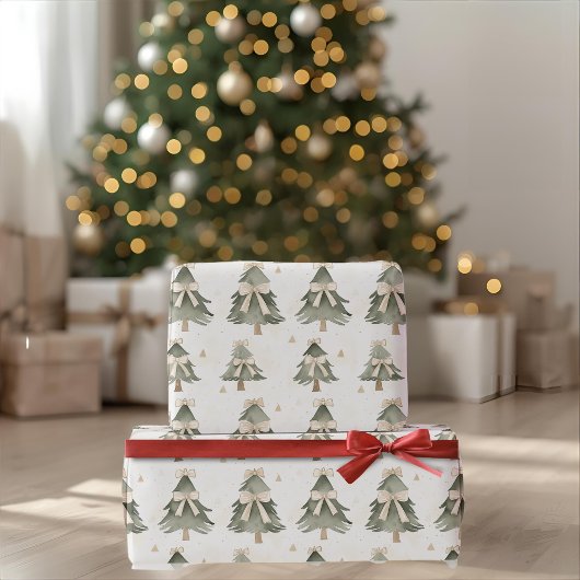 Modern Neutral Christmas Tree Wrapping Paper Geschenkpapier