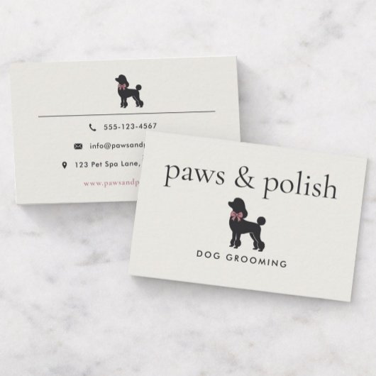 Modern Neutral Dog Groomer | Editable Visitenkarte