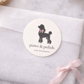 Modern Neutral Dog Groomer Logo Classic Round Runder Aufkleber