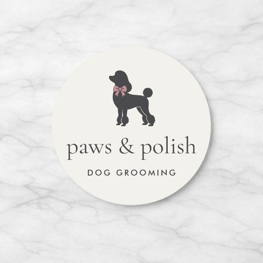 Modern Neutral Dog Groomer Logo Classic Round Runder Aufkleber