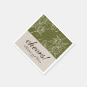 Modern Neutral Floral Cheers Personalized Wedding Serviette (Ecke)