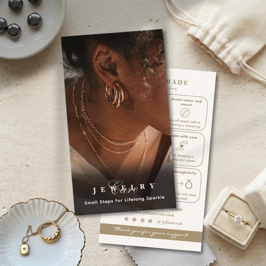 Modern Neutral Gold Jewelry Card Insert Card