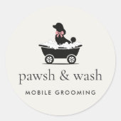 Modern Neutral Mobile Dog Groomer Logo  Runder Aufkleber (Vorderseite)