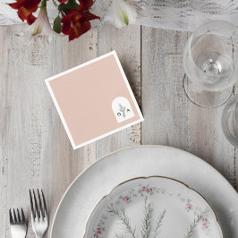 Modern Neutral Monogram Botanical Napkin Serviette