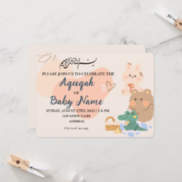 Modern Neutral Muslim Aqiqah Einladungskarte Einladung