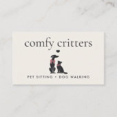 Modern Neutral Pet Sitter Dog Walker | Editable Visitenkarte (Vorderseite)