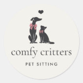 Modern Neutral Pet Sitter Logo Runder Aufkleber (Vorderseite)