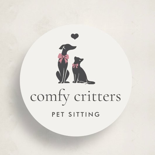 Modern Neutral Pet Sitter Logo Runder Aufkleber
