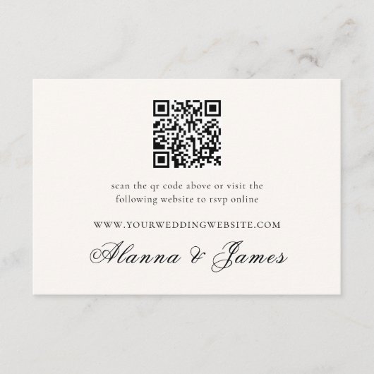 Modern Neutral QR Code Wedding Details & RSVP Begleitkarte (Vorderseite)
