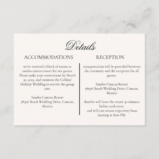 Modern Neutral QR Code Wedding Details & RSVP Begleitkarte (Rückseite)