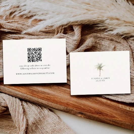 Modern Neutral QR Code Wedding Details & RSVP Begleitkarte