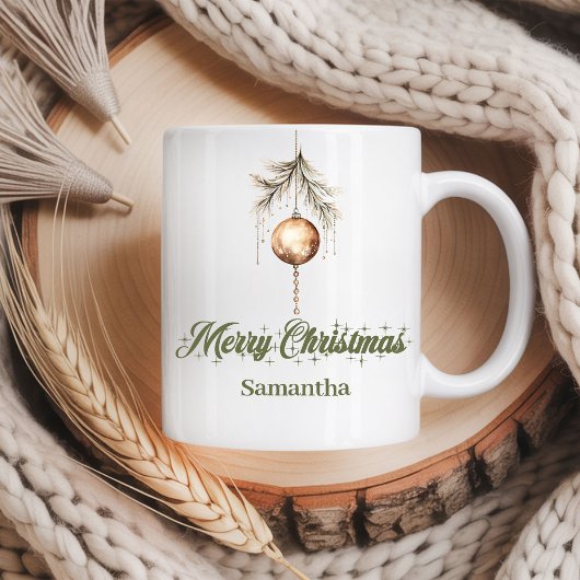Modern neutral script Nordic look custom name Xmas Kaffeetasse