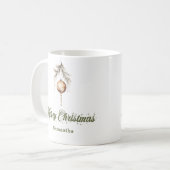 Modern neutral script Nordic look custom name Xmas Kaffeetasse (Vorderseite Links)