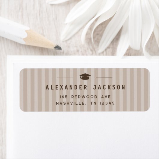 Modern Neutral Stripes Graduation Return Address (Insitu)