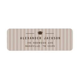 Modern Neutral Stripes Graduation Return Address
