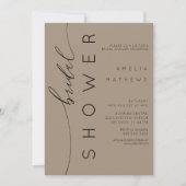 Modern Neutral Tan & Typography Bridal Shower  Einladung (Vorderseite)