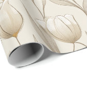 Modern Neutral Tulip Ivory Floral Pattern Geschenkpapier (Rolleneckpunkt)
