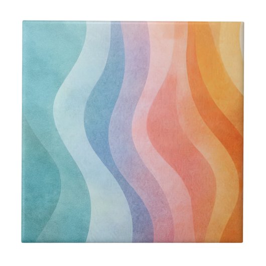 Modern Neutral Wave • Minimalist Deco • Trendy Fliese (Vorderseite)