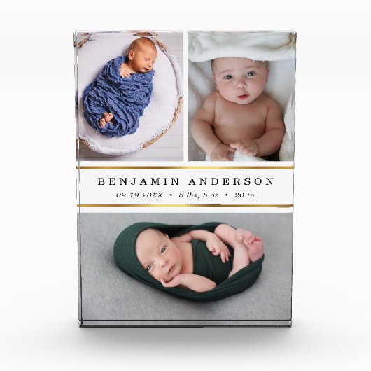 Modern New Baby Birth Stats Foto Collage (Vorderseite)