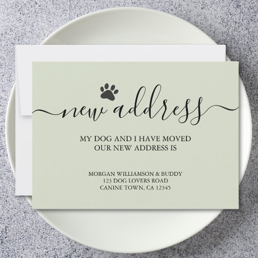 Modern New Home Calligraphy Pale Green Moving Ankündigung