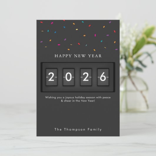 Modern New Year Simple Countdown Confetti (Stehend Vorderseite)