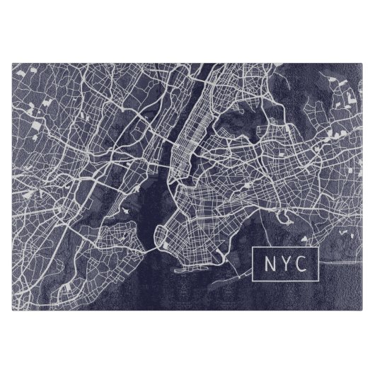 Modern New York City Map | NYC | Navy Blue Schneidebrett (Vorderseite)