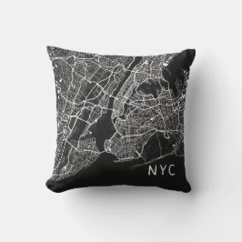 Modern New York City Map | NYC | Schwarz/Weiß Kissen