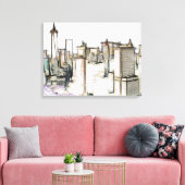 Modern New York Skyline Leinwand Malerei (Insitu (Wohnzimmer))