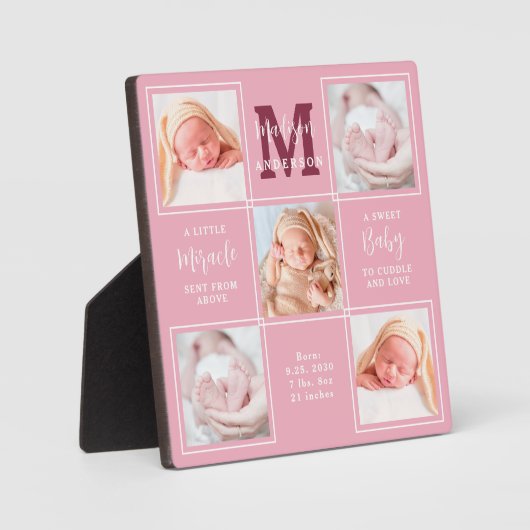 Modern Newborn Personalized 5 Fotoplatte (Vorderseite)