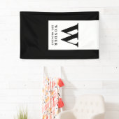 Modern Newly Wed Monogram | Black Minimalist Logo Banner (Insitu)