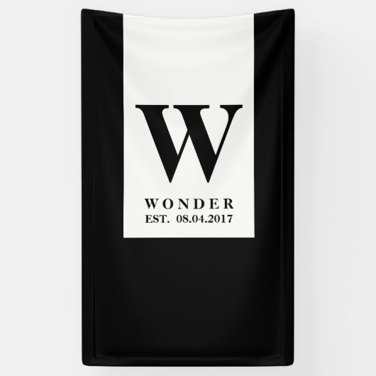 Modern Newly Wed Monogram | Black Minimalist Logo Banner (Vertikal)