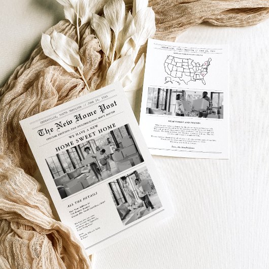 Modern Newspaper Moving Announcement Einladung