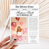 Modern Newspaper Photo 13th Birthday Einladung