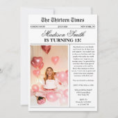 Modern Newspaper Photo 13th Birthday Einladung (Vorderseite)