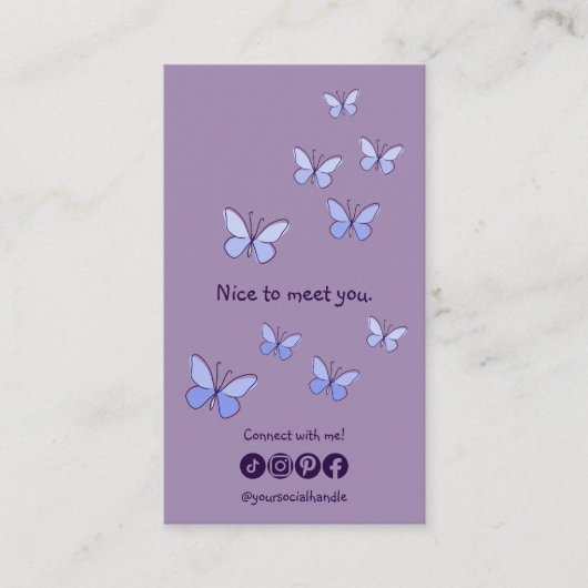 Modern Nice to Meetings Sie Lila QR Code Social Visitenkarte (Vorderseite)