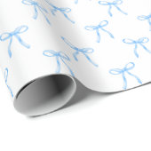 Modern Niedlich Coquette Blue Bow Weihnachten Geschenkpapier (Rolleneckpunkt)