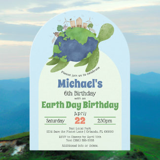 Modern Niedlich Earth Day Sea Turtle Birthday Part Einladung